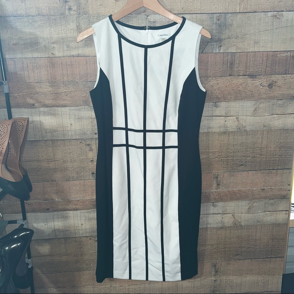 Calvin Klein A-line Classic Black White Dress Woman’s 10